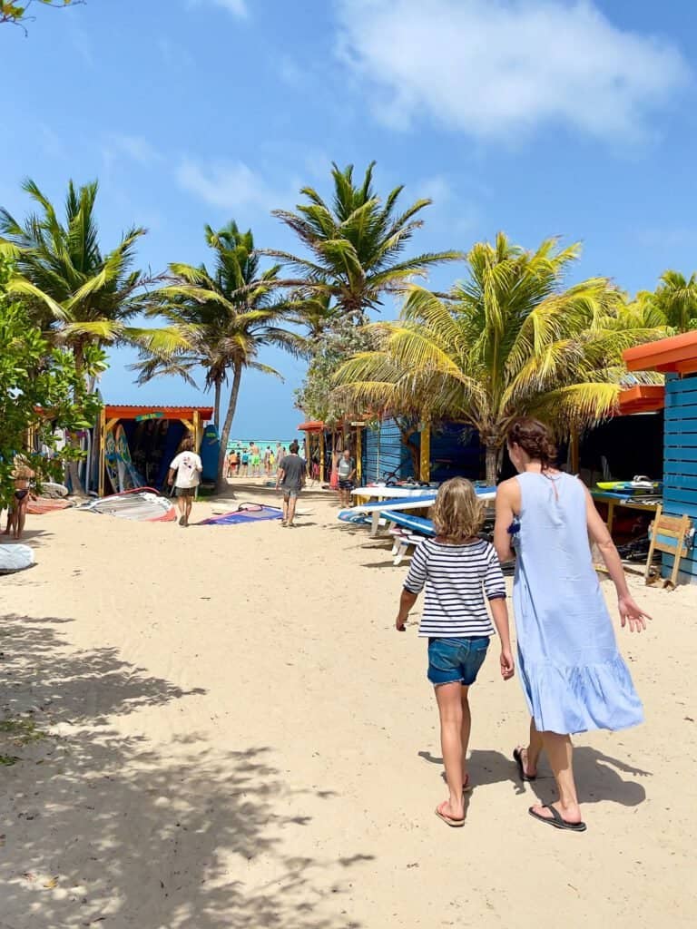 Sorobon beach walkway leading to Lac Bay on Bonaire