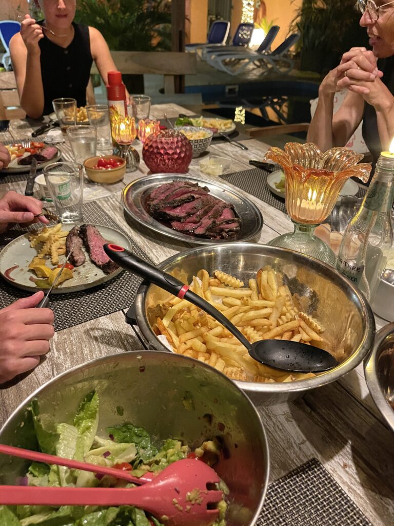 Grilled picanha and fresh tuna served at Oasis Guesthouse Bonaire BBQ